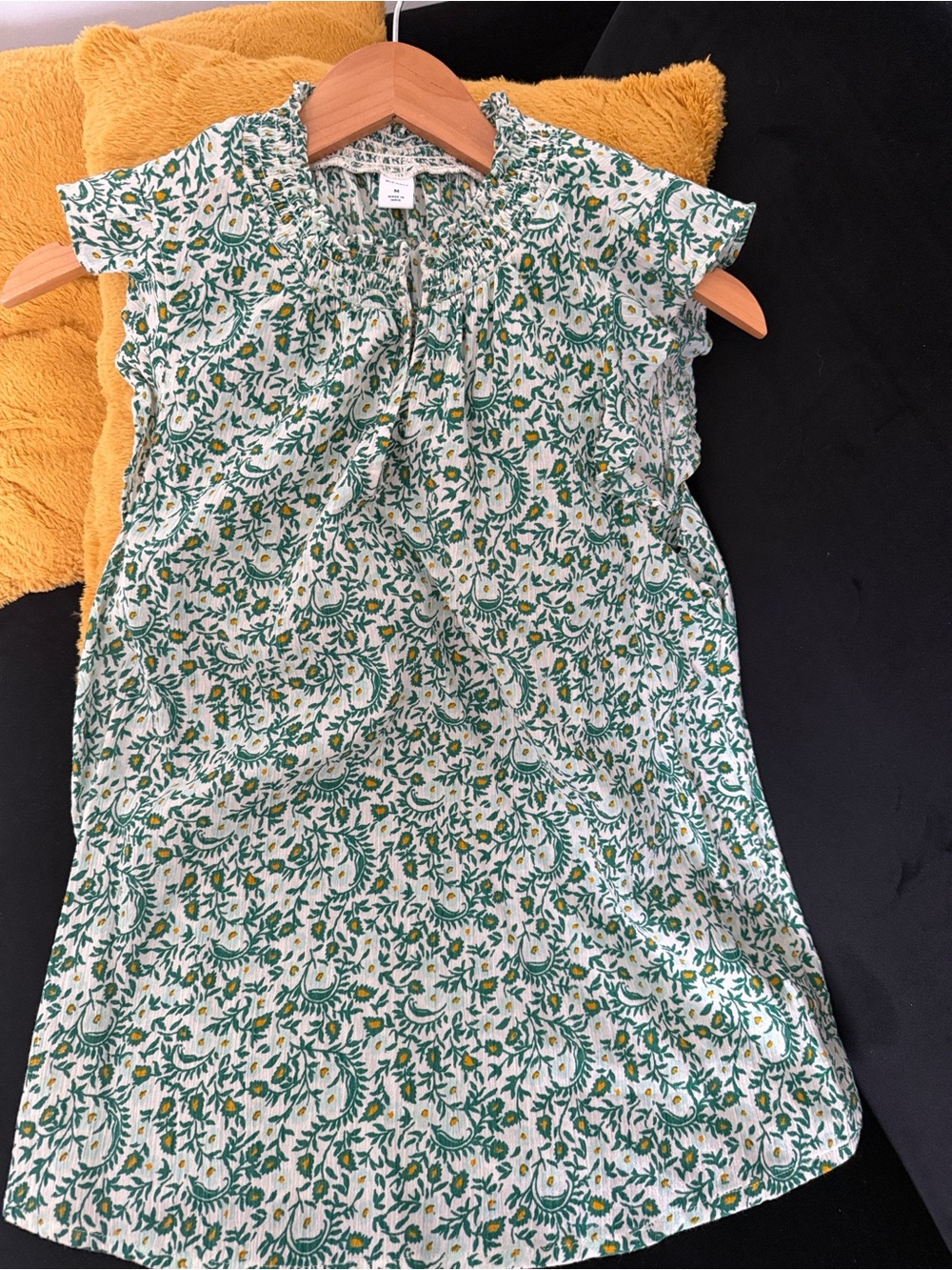 Old Navy Green and Yellow Floral Tank Top